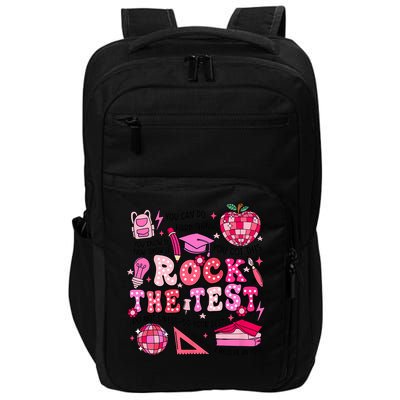 Rock The Test Testing Day Don't Stress Do Your Best Teach.er Impact Tech Backpack
