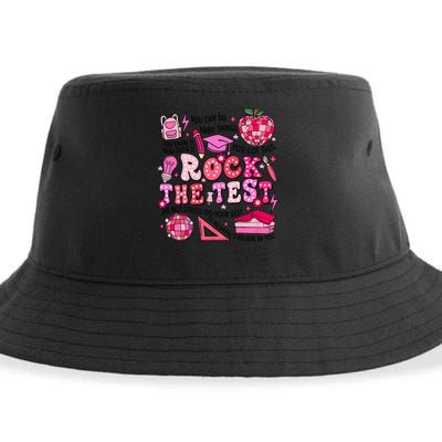 Rock The Test Testing Day Don't Stress Do Your Best Teach.er Sustainable Bucket Hat