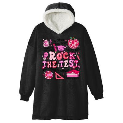 Rock The Test Testing Day Don't Stress Do Your Best Teach.er Hooded Wearable Blanket