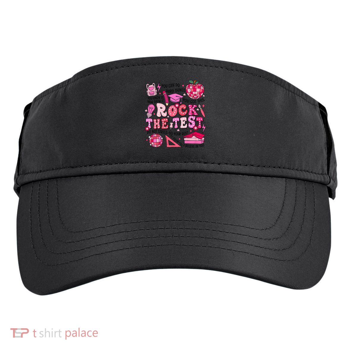 Rock The Test Testing Day Don't Stress Do Your Best Teach.er Adult Drive Performance Visor