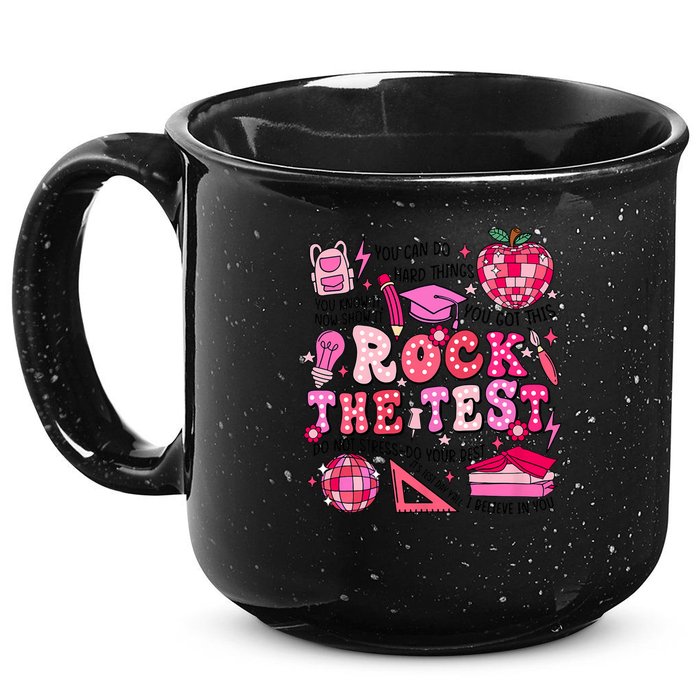 Rock The Test Testing Day Don't Stress Do Your Best Teach.er 15oz Campfire Ceramic Mug