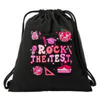 Rock The Test Testing Day Don't Stress Do Your Best Teach.er Drawstring Bag