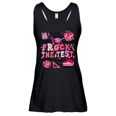 Rock The Test Testing Day Don't Stress Do Your Best Teach.er Ladies Essential Flowy Tank