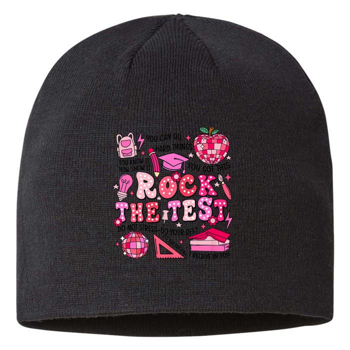 Rock The Test Testing Day Don't Stress Do Your Best Teach.er Sustainable Beanie