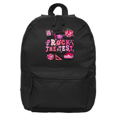 Rock The Test Testing Day Don't Stress Do Your Best Teach.er 16 in Basic Backpack