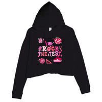 Rock The Test Testing Day Don't Stress Do Your Best Teach.er Crop Fleece Hoodie