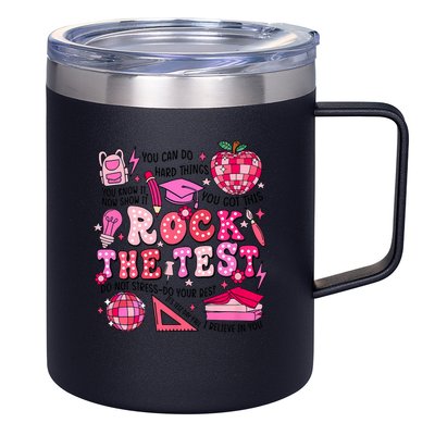 Rock The Test Testing Day Don't Stress Do Your Best Teach.er 12oz Stainless Steel Coffee Mug