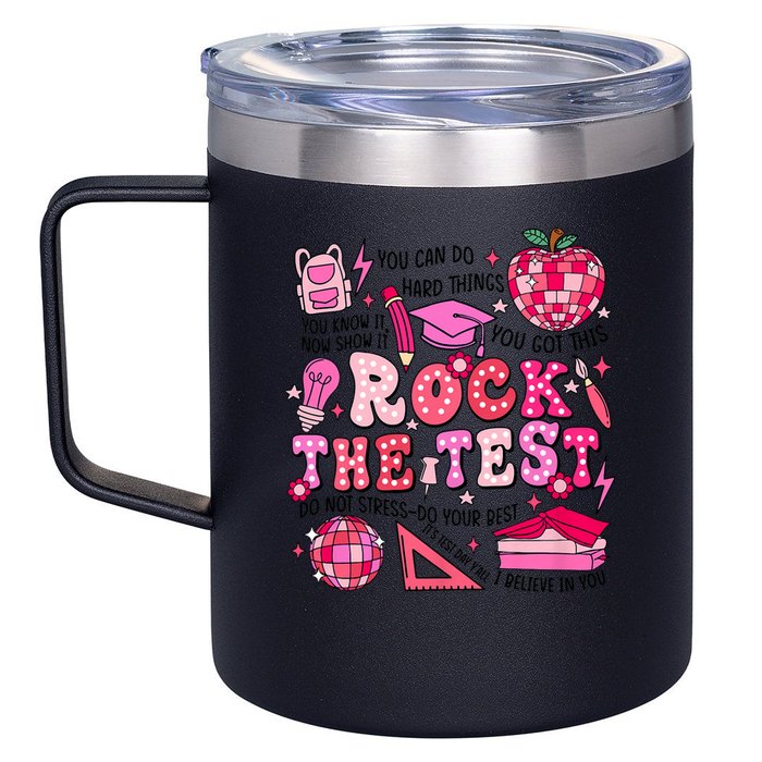Rock The Test Testing Day Don't Stress Do Your Best Teach.er 12oz Stainless Steel Coffee Mug