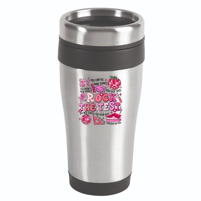 Rock The Test Testing Day Don't Stress Do Your Best Teach.er 16oz Travel Tumbler