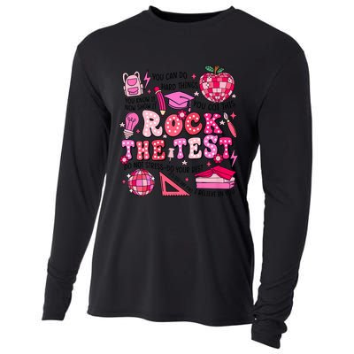 Rock The Test Testing Day Don't Stress Do Your Best Teach.er Cooling Performance Long Sleeve Crew