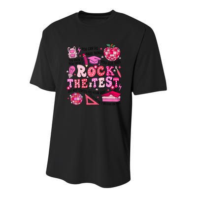 Rock The Test Testing Day Don't Stress Do Your Best Teach.er Youth Performance Sprint T-Shirt