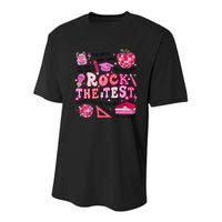 Rock The Test Testing Day Don't Stress Do Your Best Teach.er Youth Performance Sprint T-Shirt