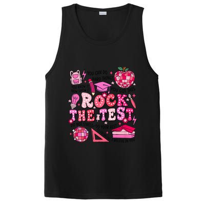 Rock The Test Testing Day Don't Stress Do Your Best Teach.er PosiCharge Competitor Tank