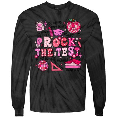 Rock The Test Testing Day Don't Stress Do Your Best Teach.er Tie-Dye Long Sleeve Shirt