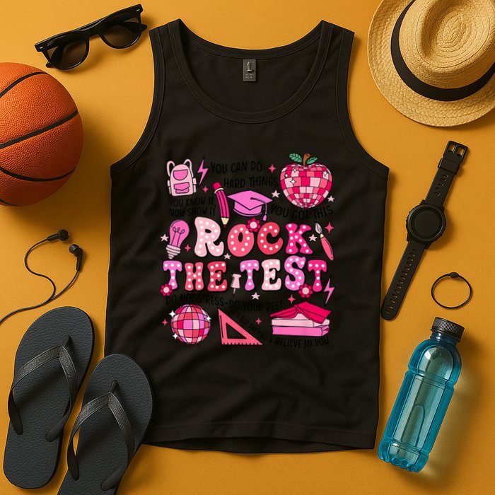 Rock The Test Testing Day Don't Stress Do Your Best Teach.er Tank Top