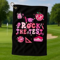 Rock The Test Testing Day Don't Stress Do Your Best Teach.er Golf Towel