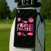 Rock The Test Testing Day Don't Stress Do Your Best Teach.er Golf Towel