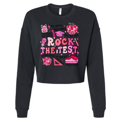 Rock The Test Testing Day Don't Stress Do Your Best Teach.er Cropped Pullover Crew