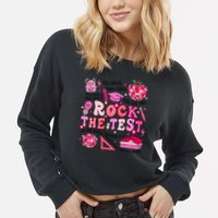 Rock The Test Testing Day Don't Stress Do Your Best Teach.er Cropped Pullover Crew