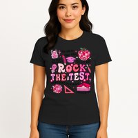 Rock The Test Testing Day Don't Stress Do Your Best Teach.er Womens T-Shirt