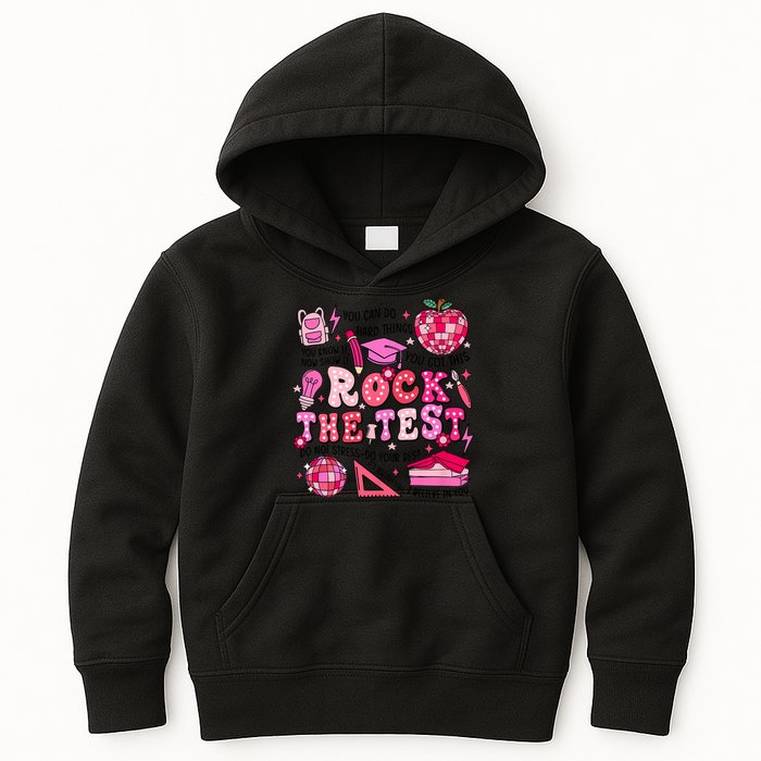 Rock The Test Testing Day Don't Stress Do Your Best Teach.er Kids Hoodie