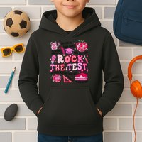 Rock The Test Testing Day Don't Stress Do Your Best Teach.er Kids Hoodie