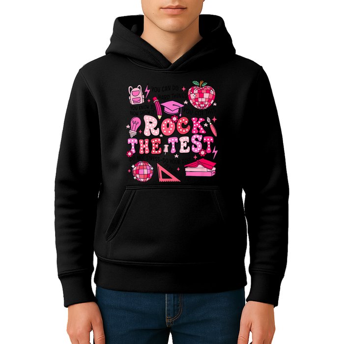 Rock The Test Testing Day Don't Stress Do Your Best Teach.er Kids Hoodie