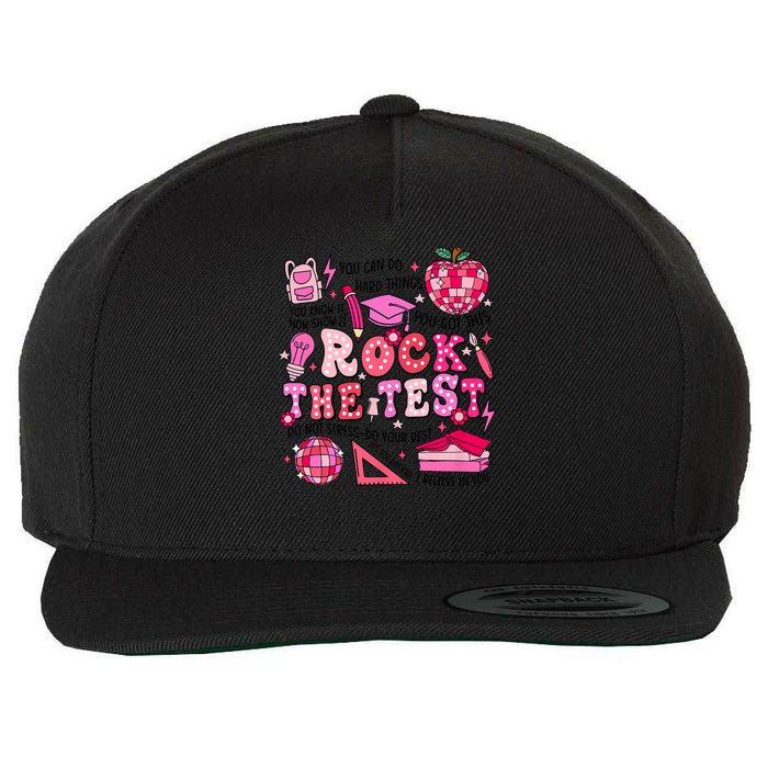 Rock The Test Testing Day Don't Stress Do Your Best Teach.er Wool Snapback Cap