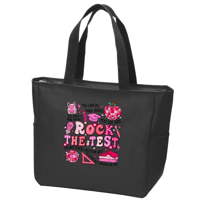 Rock The Test Testing Day Don't Stress Do Your Best Teach.er Zip Tote Bag