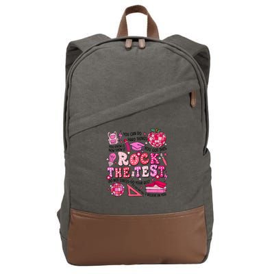 Rock The Test Testing Day Don't Stress Do Your Best Teach.er Cotton Canvas Backpack