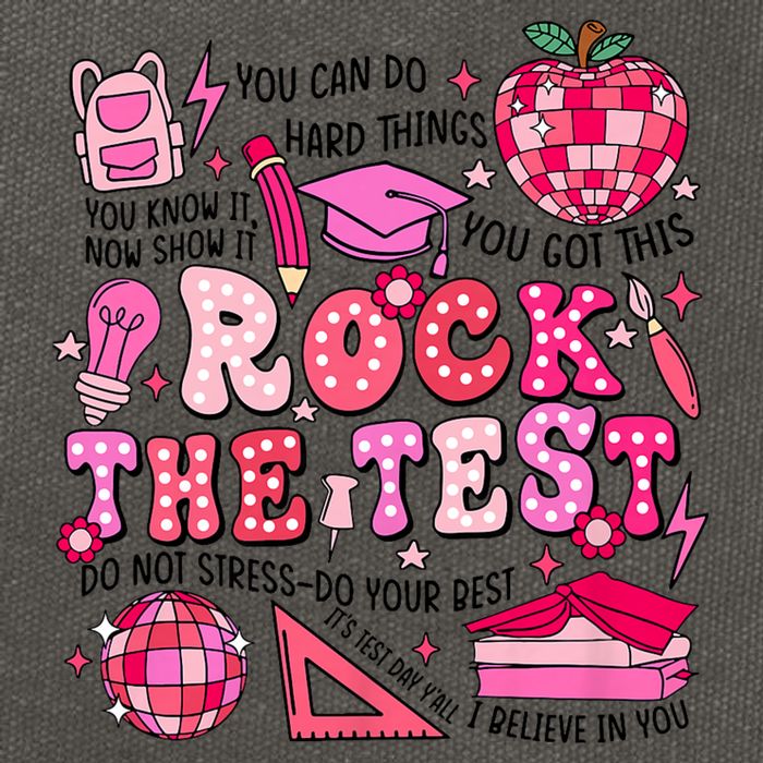 Rock The Test Testing Day Don't Stress Do Your Best Teach.er Cotton Canvas Backpack