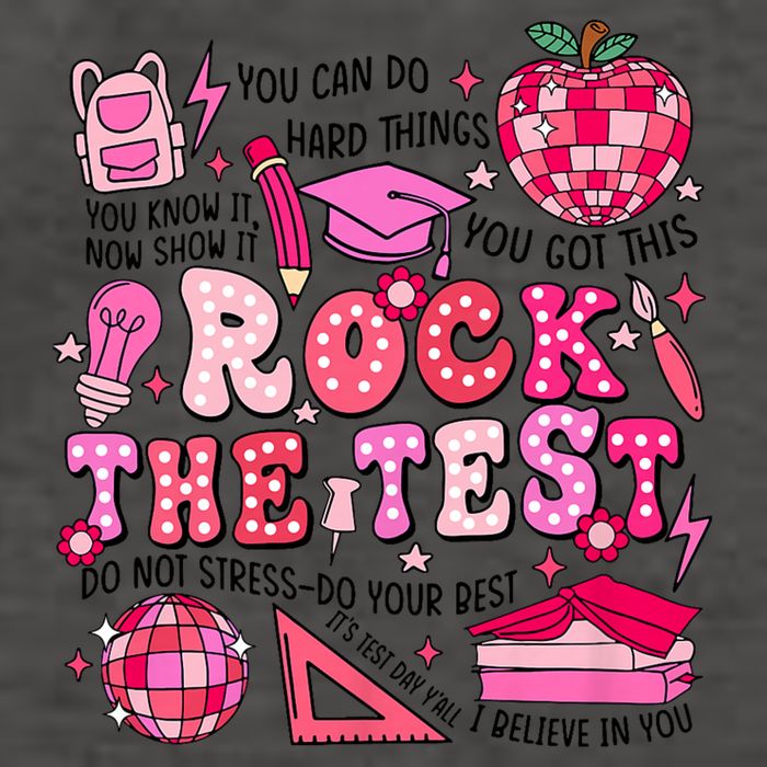 Rock The Test Testing Day Don't Stress Do Your Best Teach.er Vector Backpack