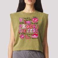 Rock The Test Testing Day Don't Stress Do Your Best Teach.er Garment-Dyed Women's Muscle Tee