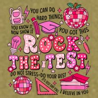 Rock The Test Testing Day Don't Stress Do Your Best Teach.er Garment-Dyed Women's Muscle Tee