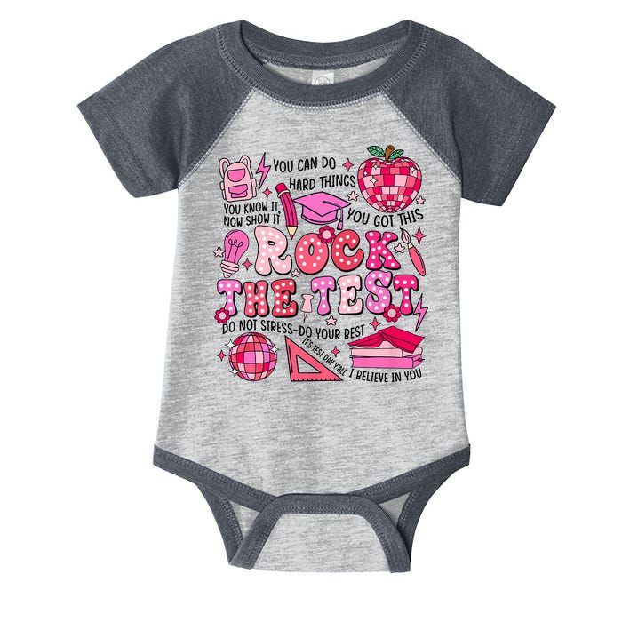 Rock The Test Testing Day Don't Stress Do Your Best Teach.er Infant Baby Jersey Bodysuit