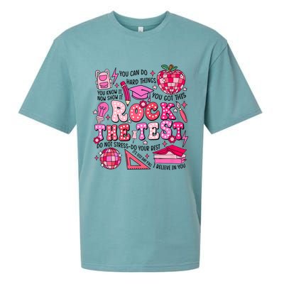 Rock The Test Testing Day Don't Stress Do Your Best Teach.er Sueded Cloud Jersey T-Shirt