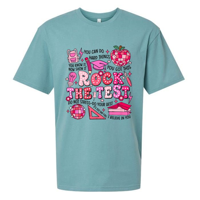 Rock The Test Testing Day Don't Stress Do Your Best Teach.er Sueded Cloud Jersey T-Shirt