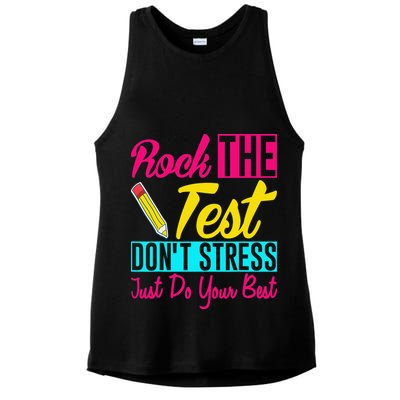 Rock The Test Dont Stress Just Do Your Best Testing Day Ladies PosiCharge Tri-Blend Wicking Tank