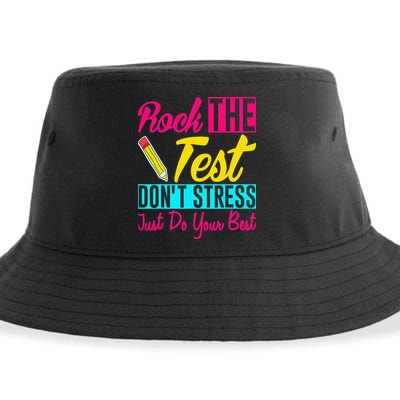 Rock The Test Dont Stress Just Do Your Best Testing Day Sustainable Bucket Hat