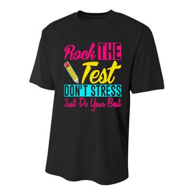 Rock The Test Dont Stress Just Do Your Best Testing Day Youth Performance Sprint T-Shirt