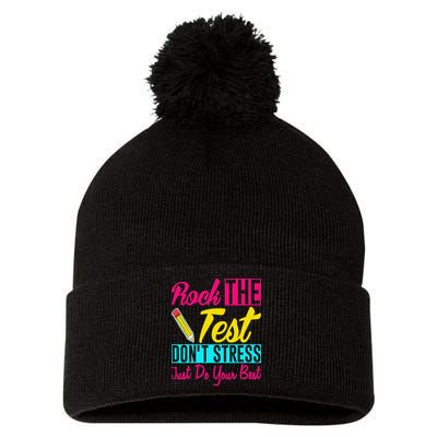 Rock The Test Dont Stress Just Do Your Best Testing Day Pom Pom 12in Knit Beanie