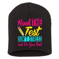 Rock The Test Dont Stress Just Do Your Best Testing Day Short Acrylic Beanie