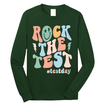 Rock The Test Testing Day Retro Motivational Teacher Student Long Sleeve Shirt