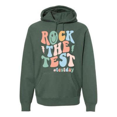 Rock The Test Testing Day Retro Motivational Teacher Student Premium Hoodie