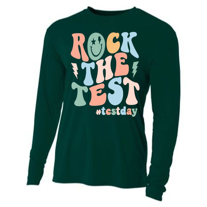 Rock The Test Testing Day Retro Motivational Teacher Student Cooling Performance Long Sleeve Crew