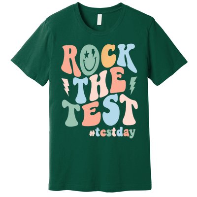 Rock The Test Testing Day Retro Motivational Teacher Student Premium T-Shirt