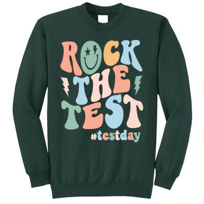 Rock The Test Testing Day Retro Motivational Teacher Student Tall Sweatshirt