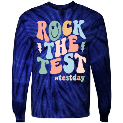 Rock The Test Testing Day Retro Motivational Teacher Student Tie-Dye Long Sleeve Shirt