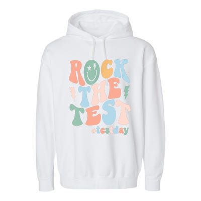 Rock The Test Testing Day Retro Motivational Teacher Student Garment-Dyed Fleece Hoodie