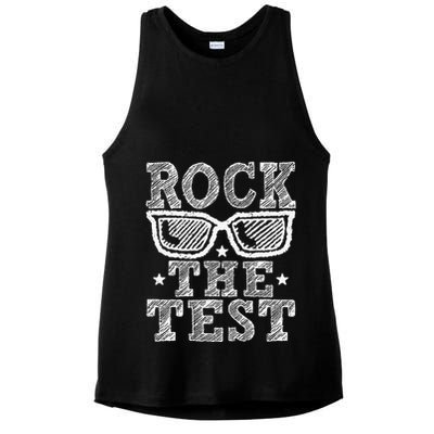 Rock The Test Testing Day Retro Motivational Ladies PosiCharge Tri-Blend Wicking Tank
